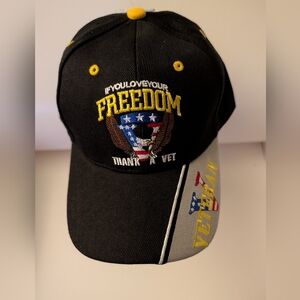 Black Denim "If You Love Your Freedom, Thank A Vet" Cap